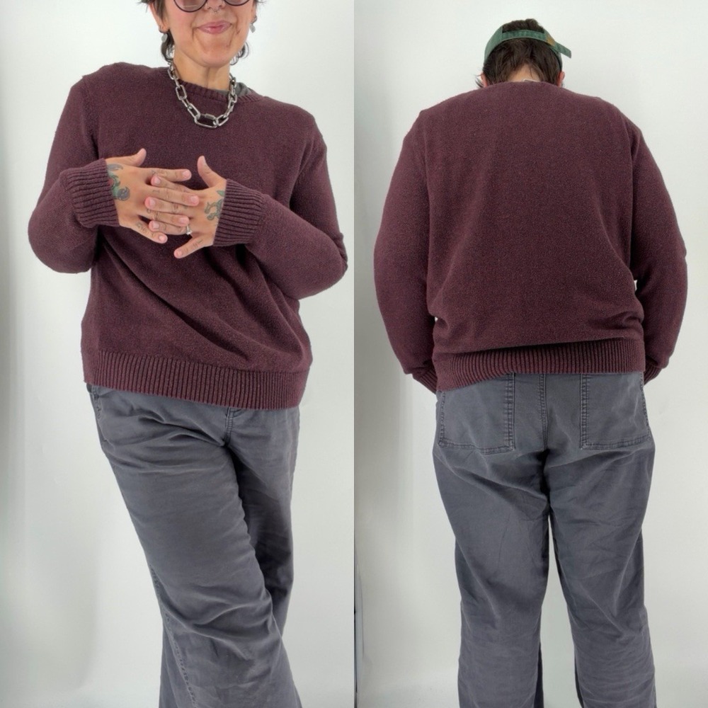 Croft & Barrow mens extra soft crewneck sweater XL burgundy cozy fall preppy